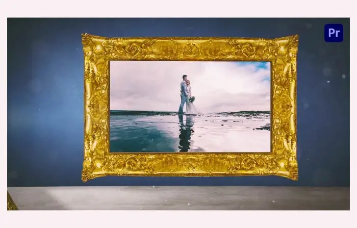 Golden 3D Frame Album Pre Wedding Video Display